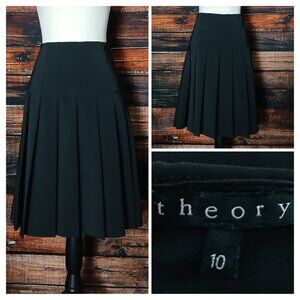Theory Vintage Skirt Size 10 Black Pleated High Rise Side Zip Made in USA